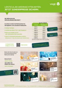 Vogt Spezialdruck Lenticular-Weihnachtskarten Sonderpreise 2025 WA